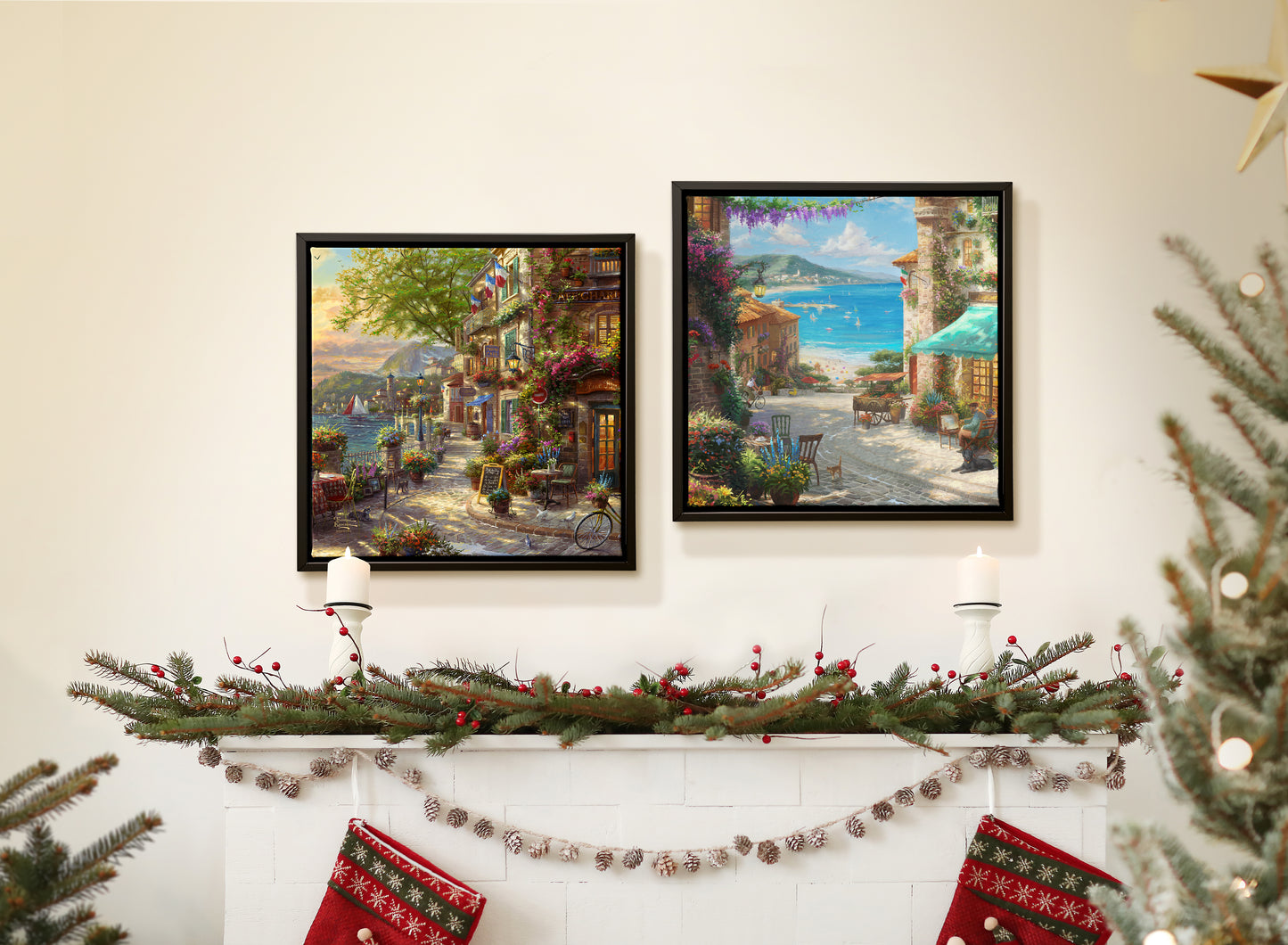 Travel Set - 14" x 14" Canvas Wall Mural (Onyx Black Frame)