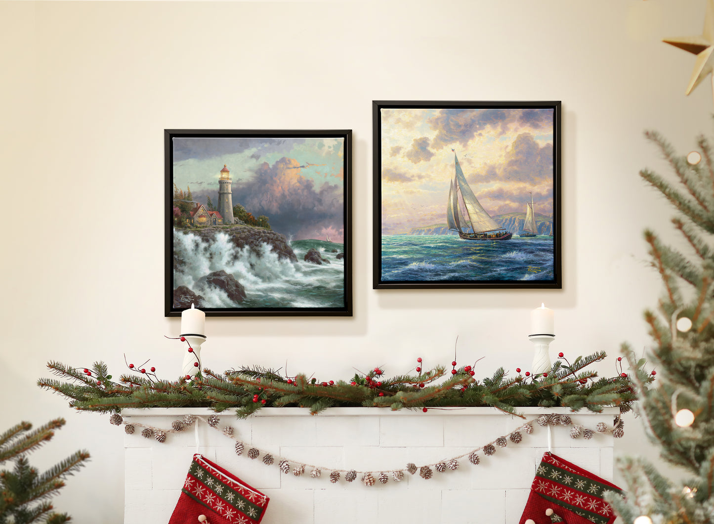 New Horizons/Conquering the Storm Set - 14" x 14" Canvas Wall Mural (Onyx Black Frame)