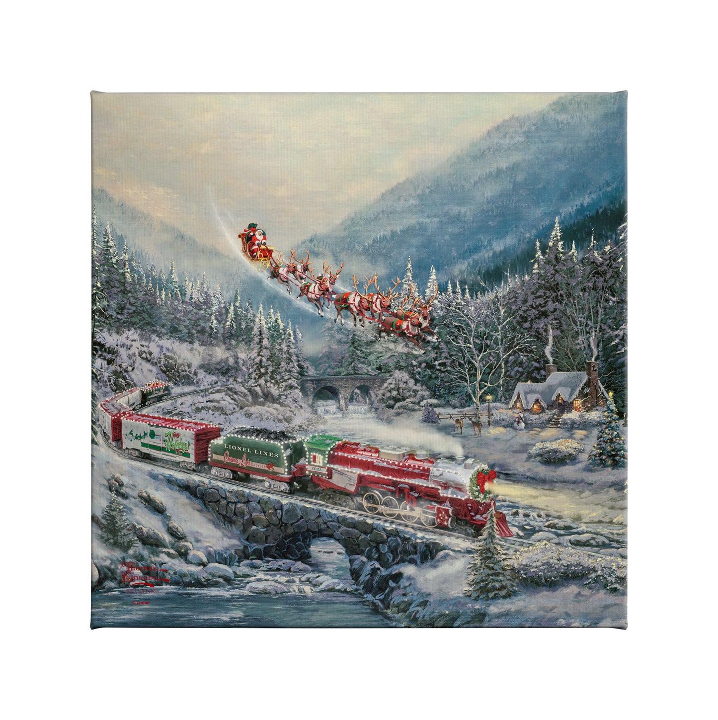 Christmas Light Express - 14" x 14" Gallery Wrapped Canvas