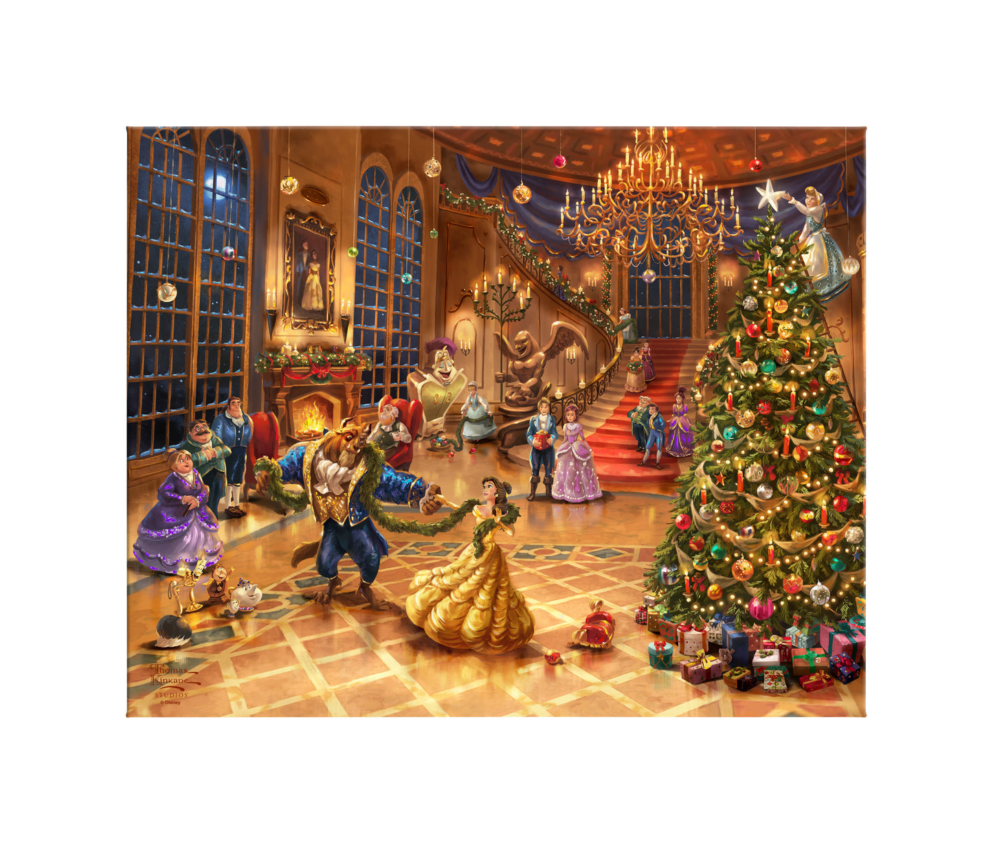 Disney Beauty and the Beast Christmas Celebration - 24" x 30" Gallery Wrapped Canvas