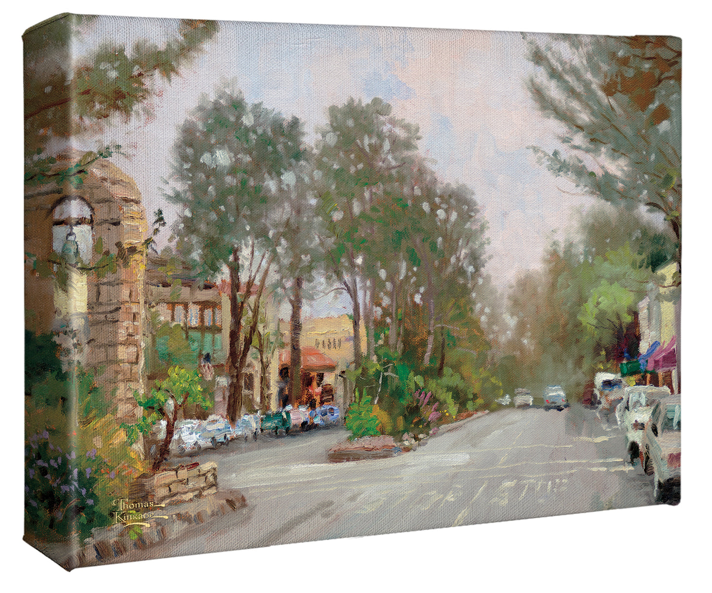 Carmel, Ocean Avenue on a Rainy Afternoon - 8" x 10" Gallery Wrapped Canvas