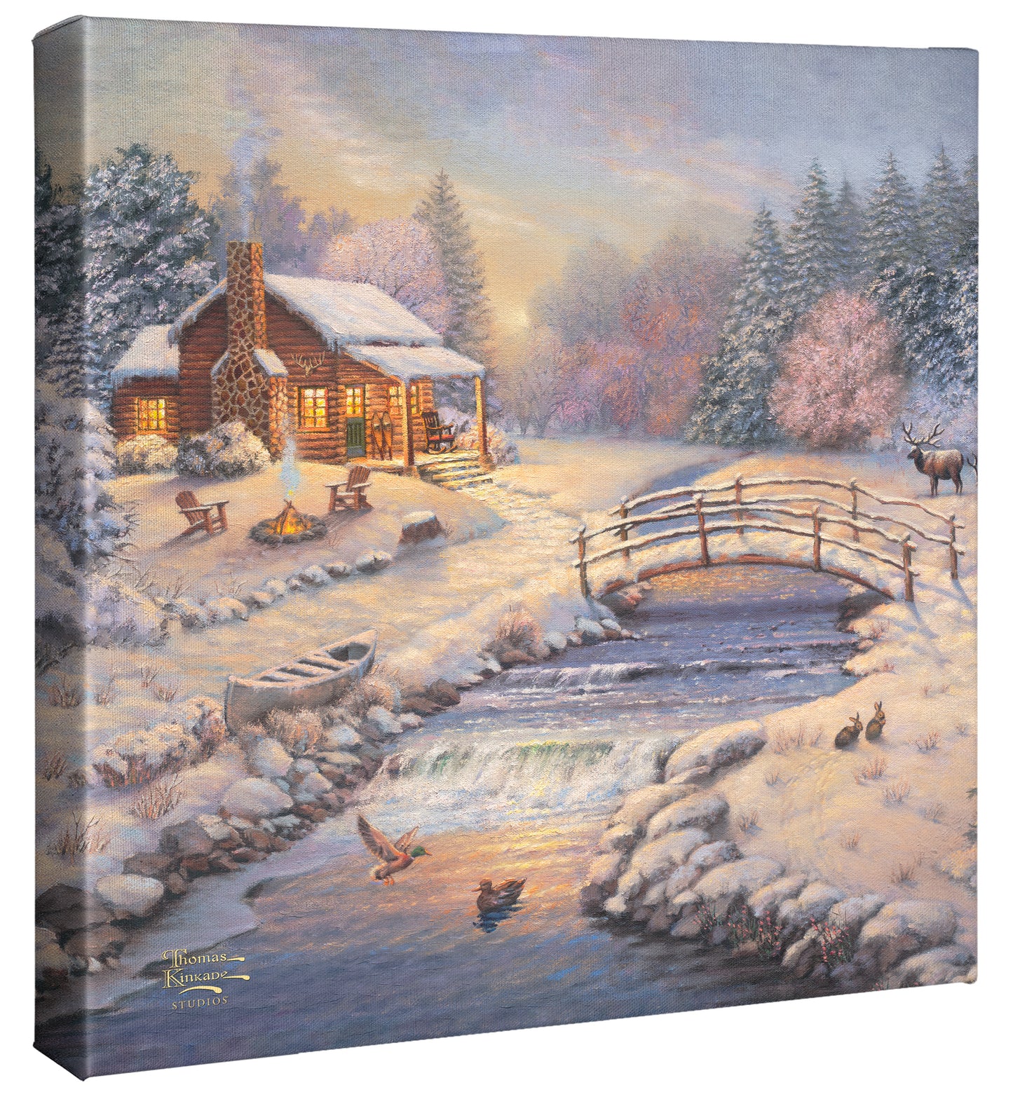 A Winter Retreat - 14" x 14" Gallery Wrapped Canvas