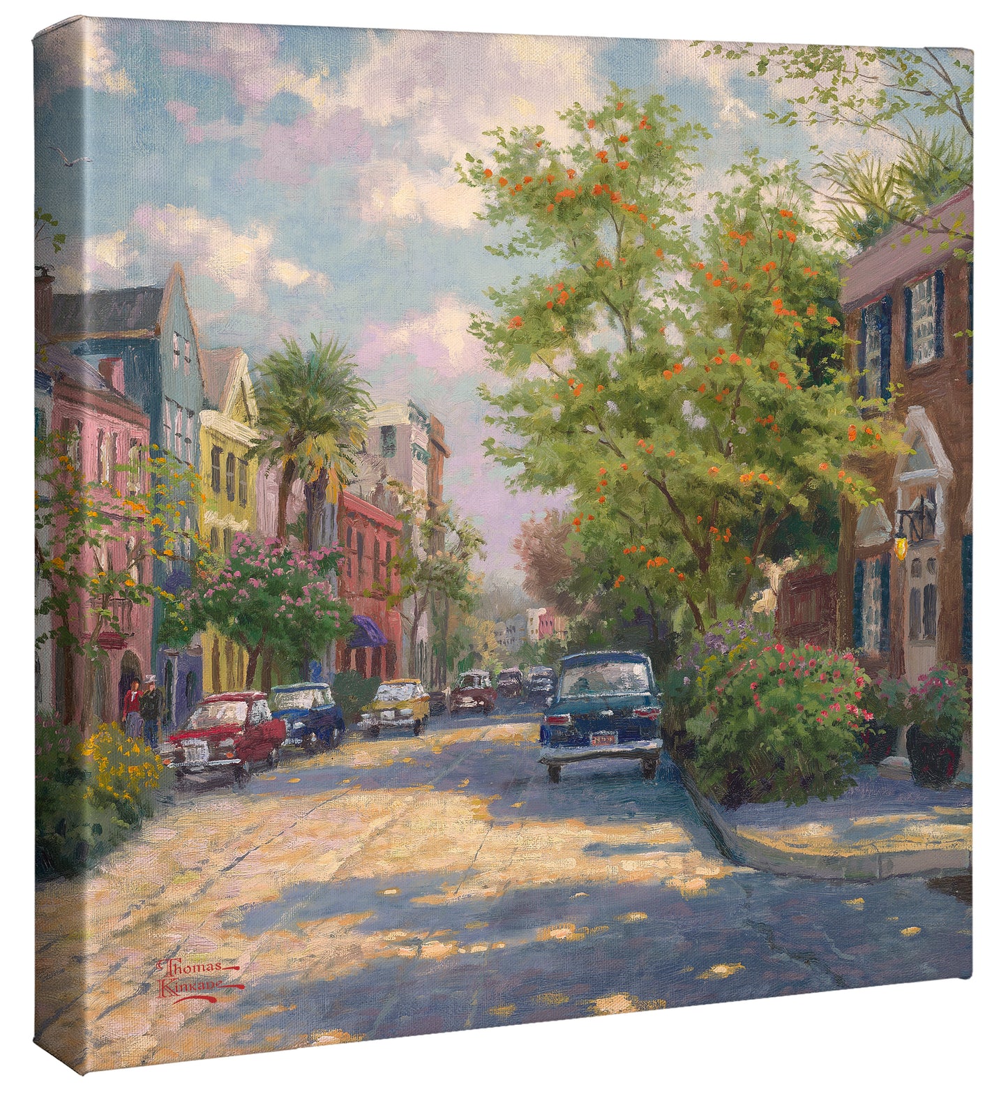 Rainbow Row, Charleston - 14" x 14" Gallery Wrapped Canvas