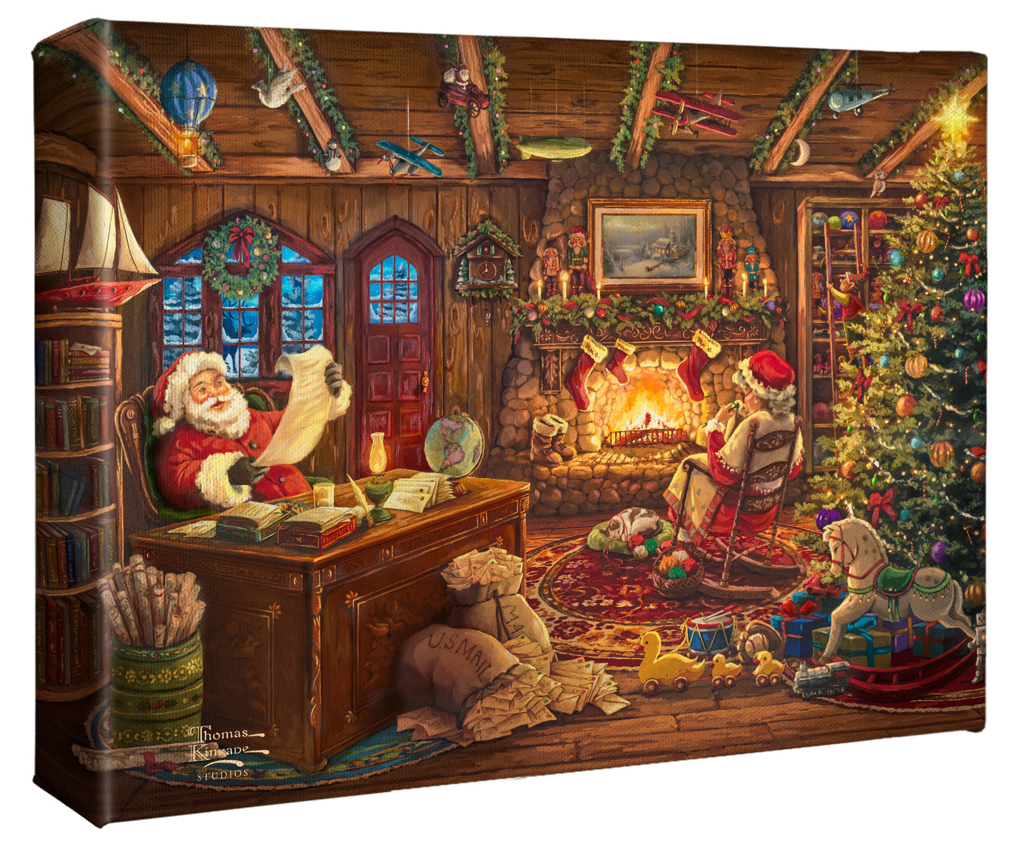 Santa Checking His List - 8" x 10" Gallery Wrapped Canvas