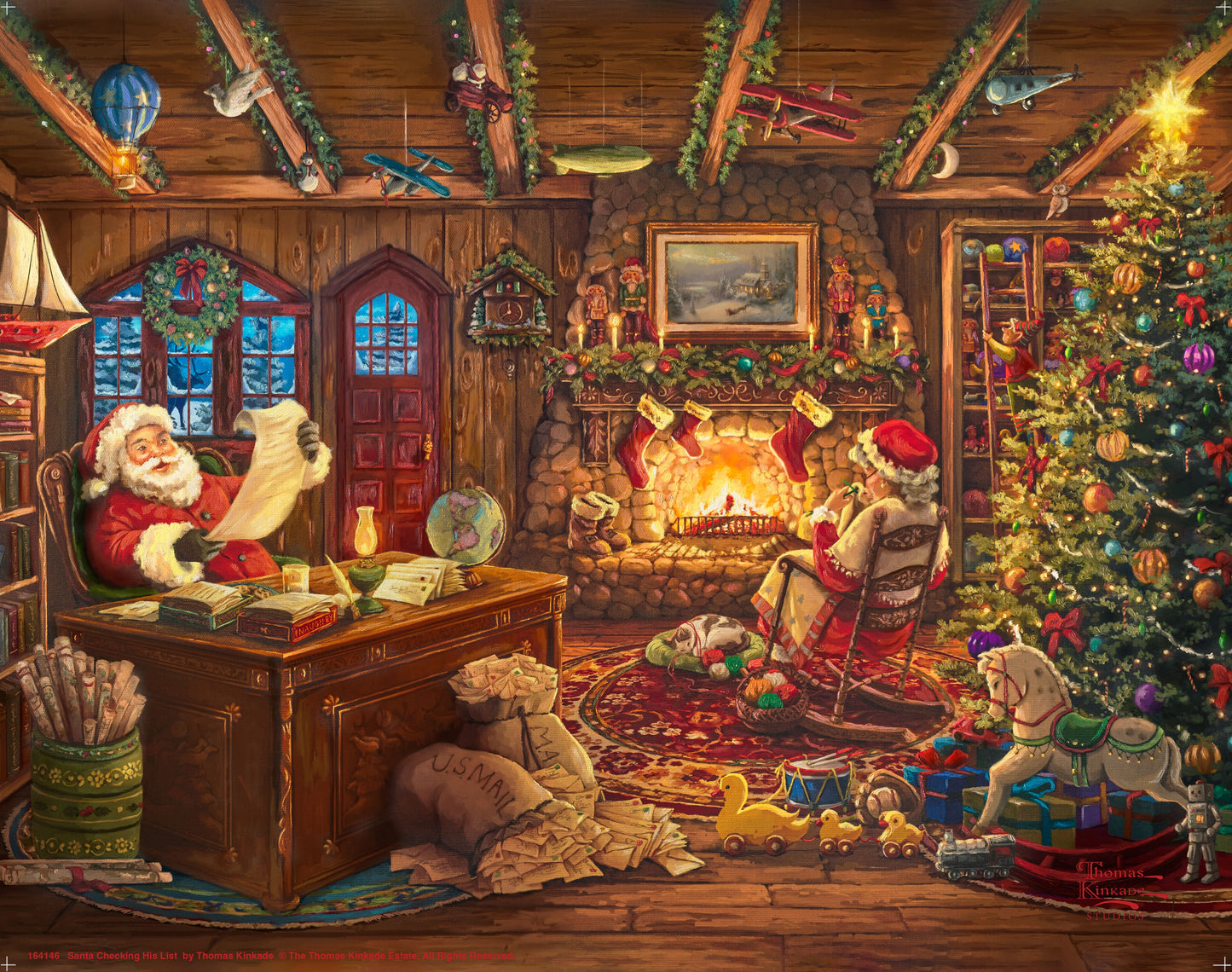 Santa Checking His List - Art Prints