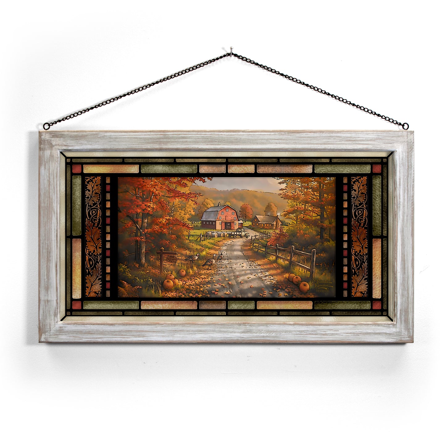 Late Afternoon on the Farm - 13" x 23" Stained Glass Art