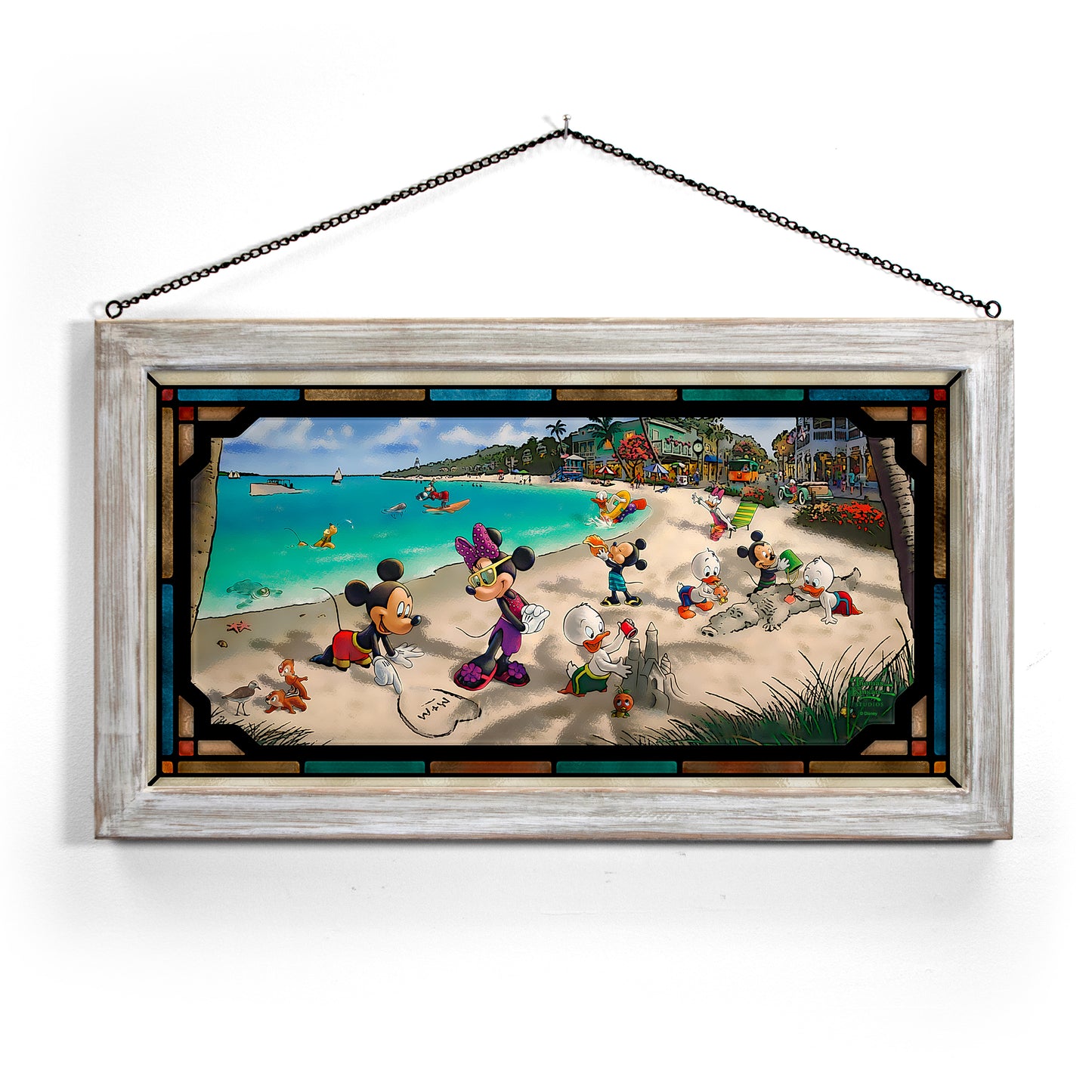 Disney Mickey and Minnie in Florida - 13" x 23" Stained Glass Art