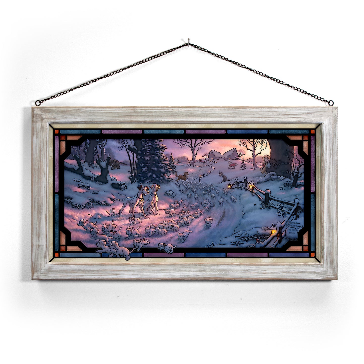 Disney 101 Dalmatians on the Run - 13" x 23" Stained Glass Art