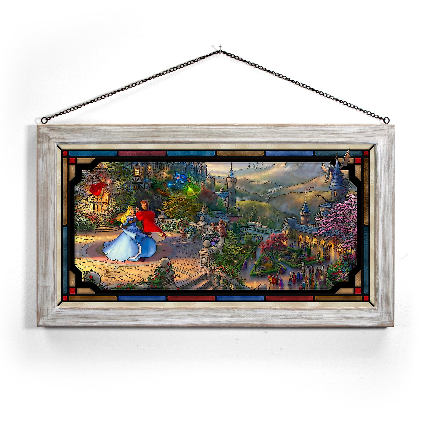 Disney Sleeping Beauty Dancing in the Enchanted Light - 13" x 23" Stained Glass Art
