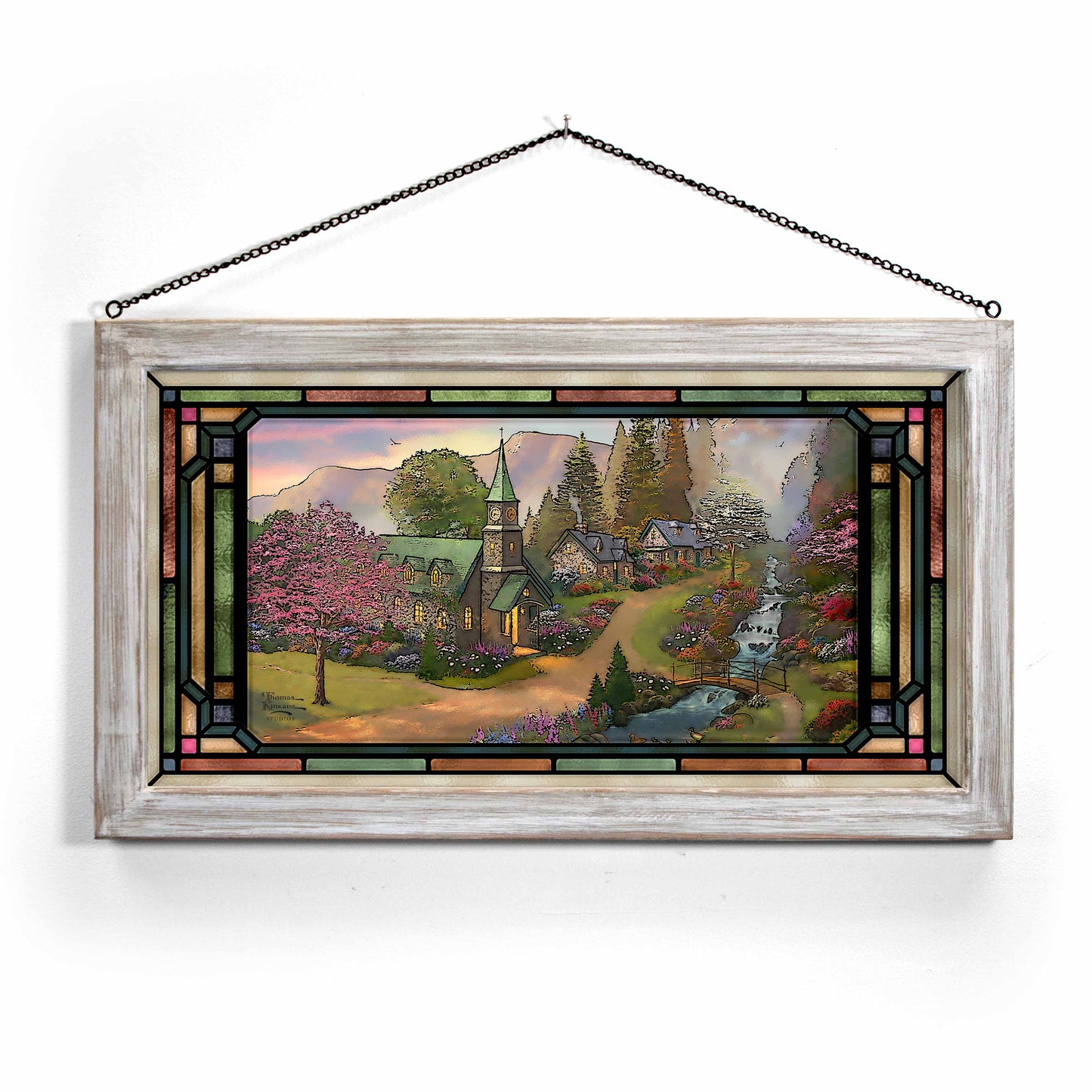 Sunday Morning Chapel - 13" x 23" Stained Glass Art