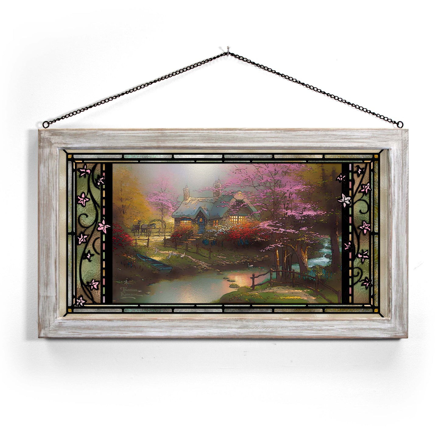 Stepping Stone Cottage - 13" x 23" Stained Glass Art