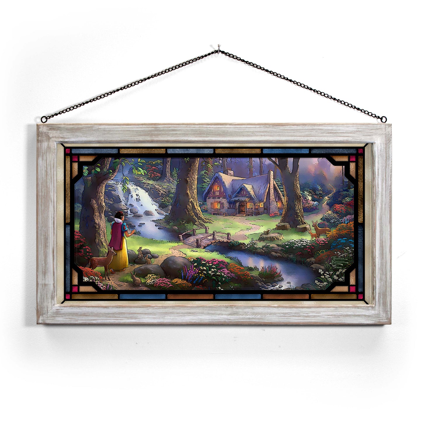 Disney Snow White Discovers the Cottage - 13" x 23" Stained Glass Art