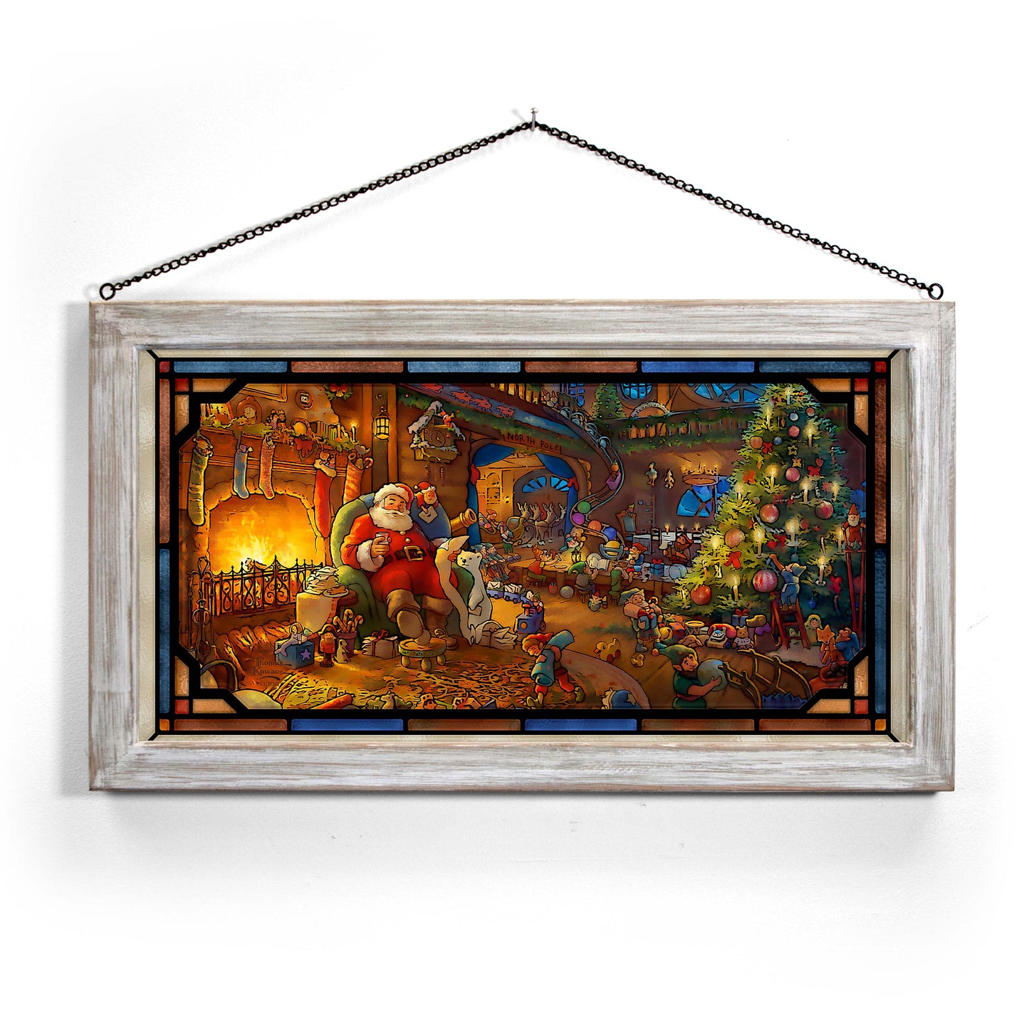 Santa's Workshop - 13" x 23" Stained Glass Art