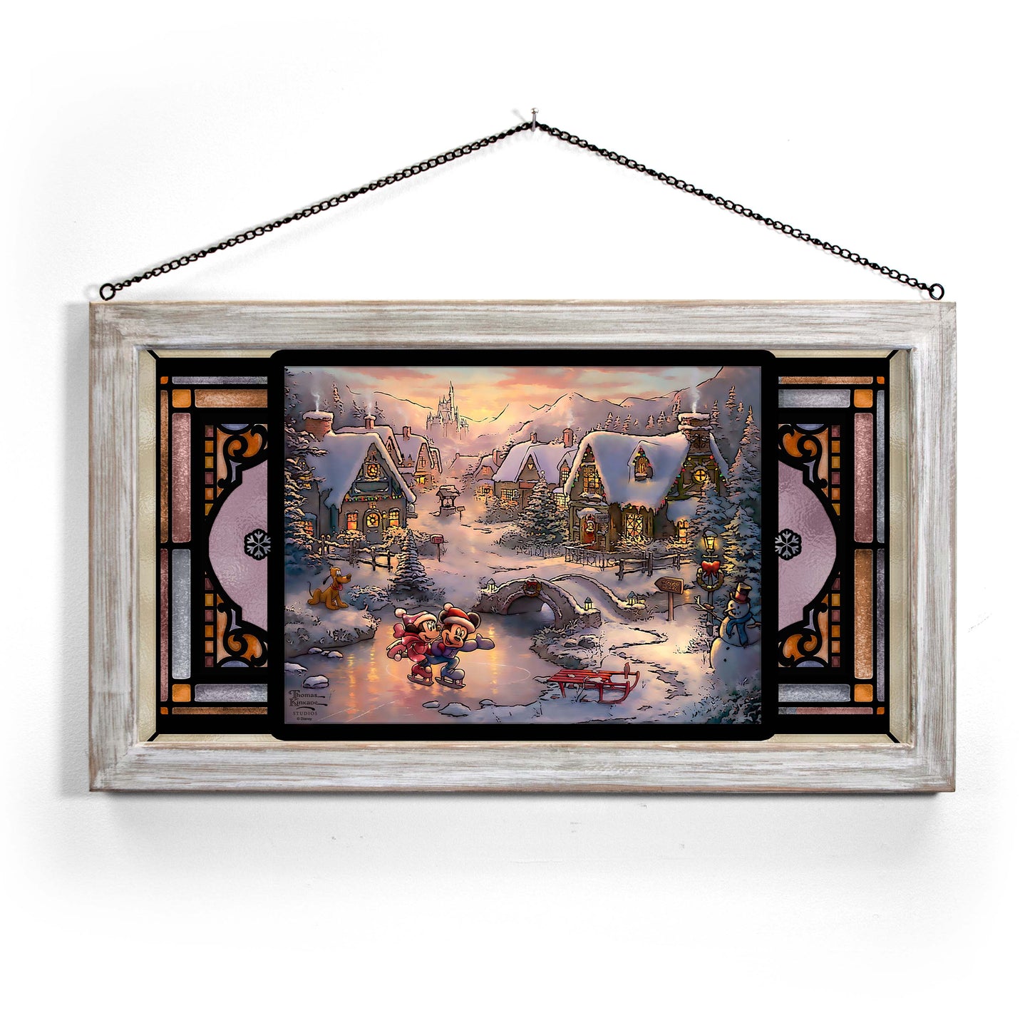 Disney Mickey and Minnie - Sweetheart Holiday - 13" x 23" Stained Glass Art