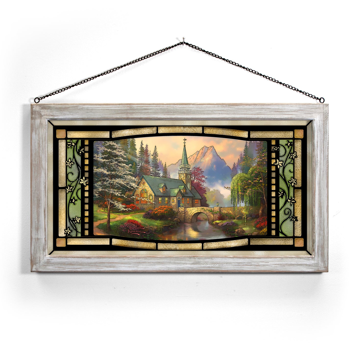 Dogwood Chapel - 13" x 23" Stained Glass Art