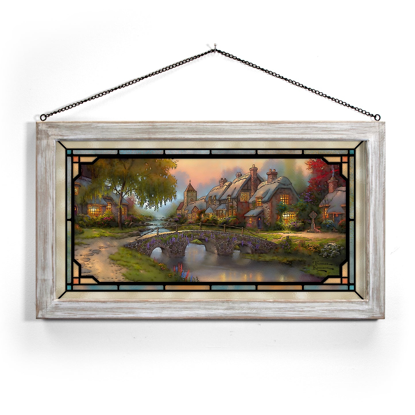 Cobblestone Bridge - 13" x 23" Stained Glass Art