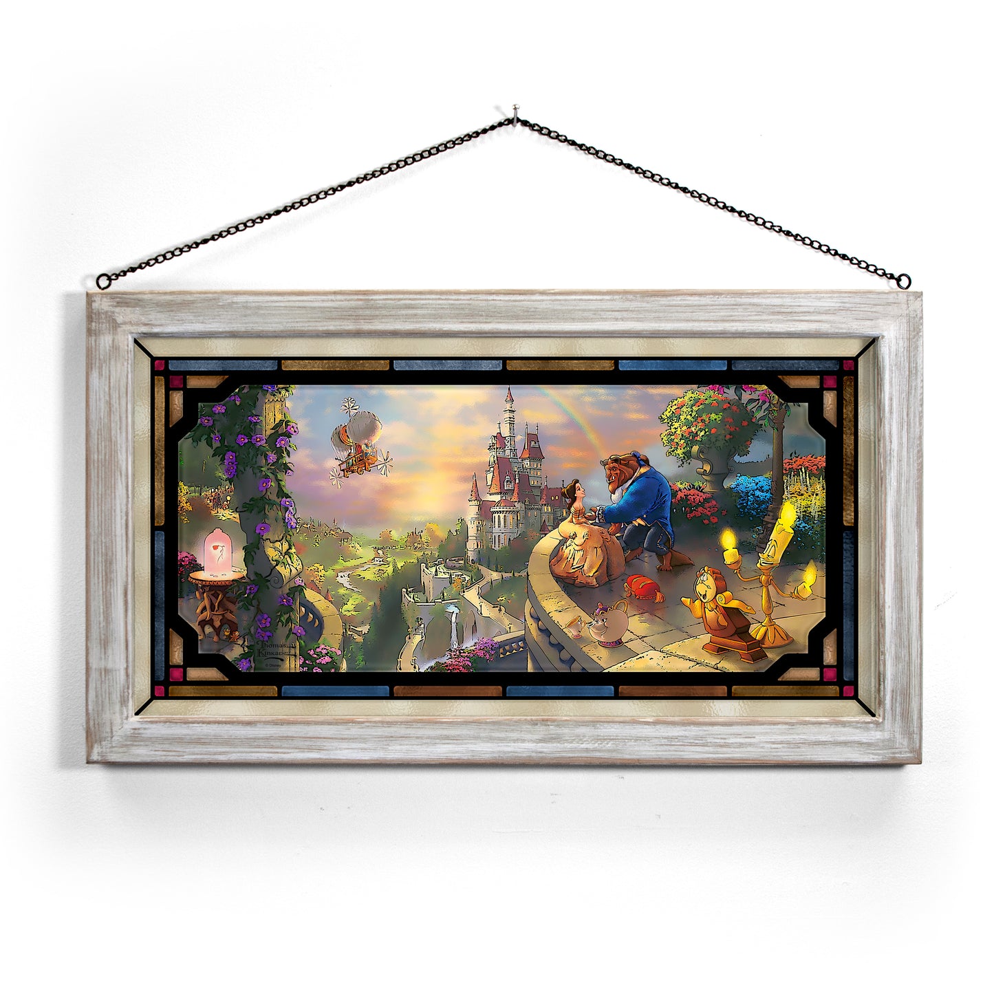 Disney Beauty and the Beast Falling in Love - 13" x 23" Stained Glass Art