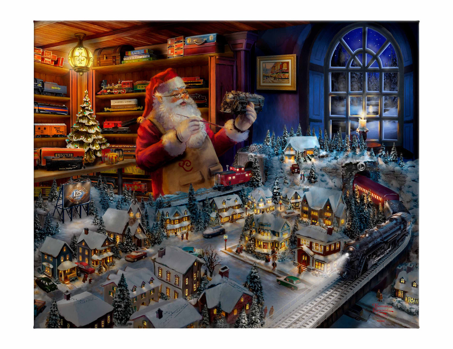 Santa's Final Touch, A Lionel Legacy - 24" x 30" Gallery Wrap Canvas