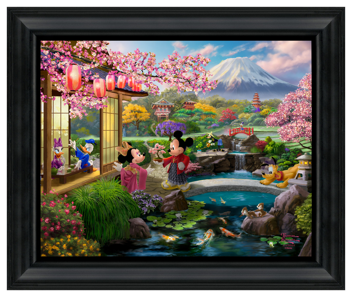 Disney Mickey and Minnie in Japan - 16" x 20" Brushstroke Vignette