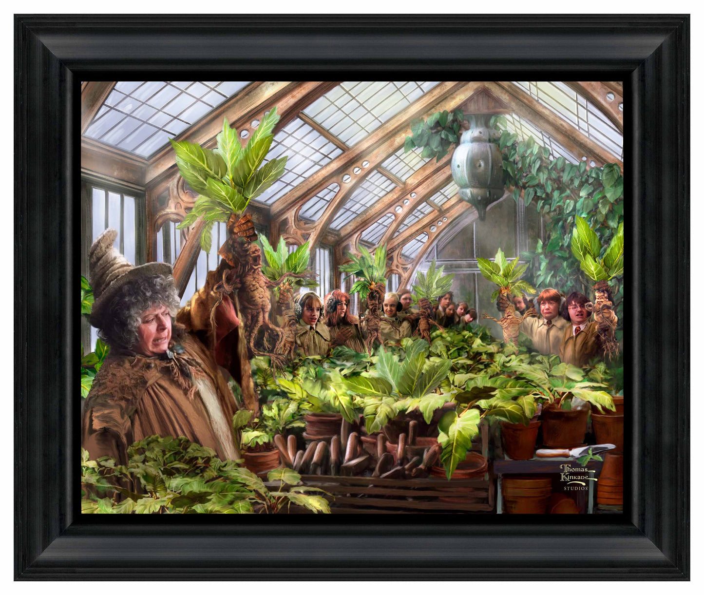 Harry Potter™ Hogwarts™ Greenhouse - 16" x 20" Brushstroke Vignette Black
