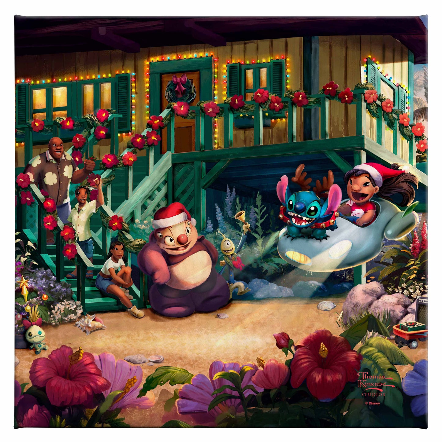 Disney Lilo and Stitch Aloha Christmas - 14" x 14" Gallery Wrapped Canvas