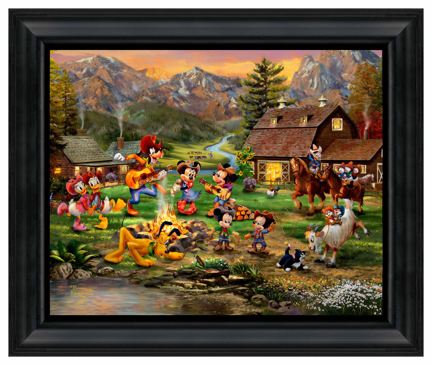 Disney Mickey and Minnie Rocky Mountain Round-Up - 16" x 20" Brushstroke Vignette Black