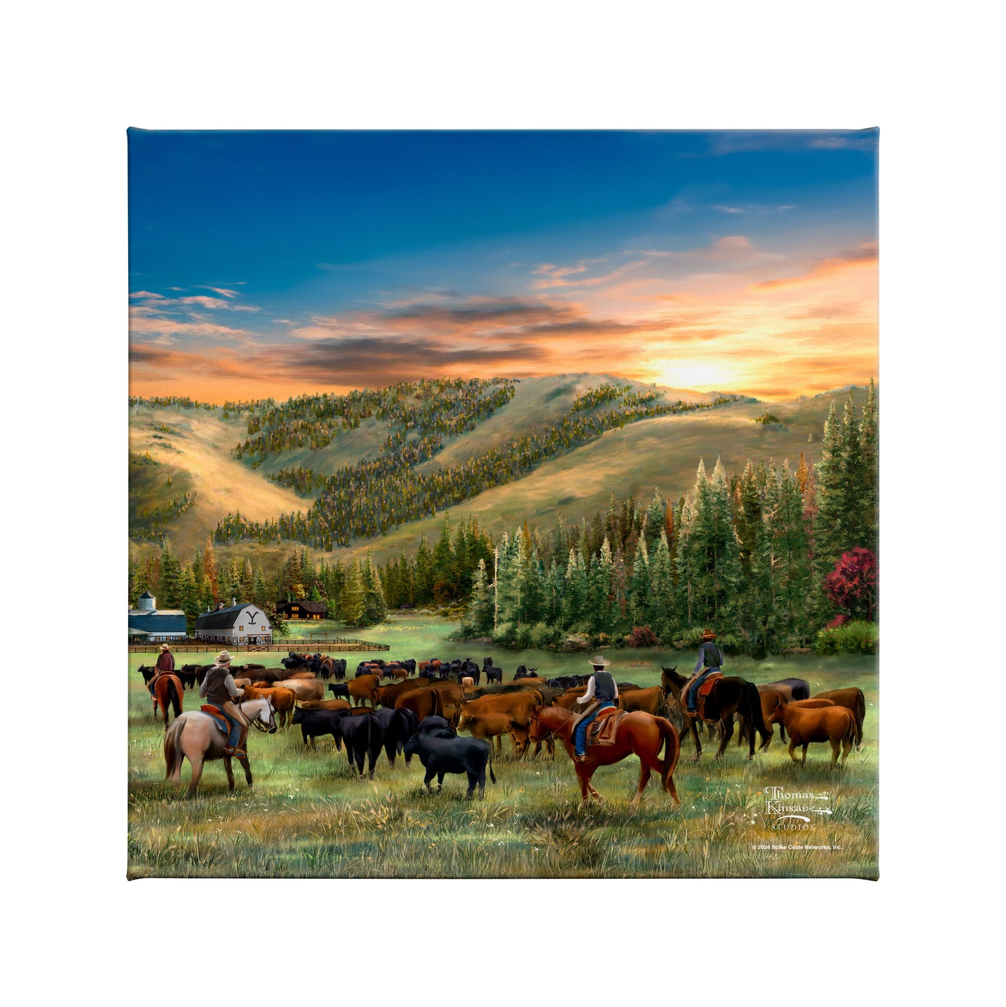 Evening Round-Up - 14" x 14" Gallery Wrapped Canvas