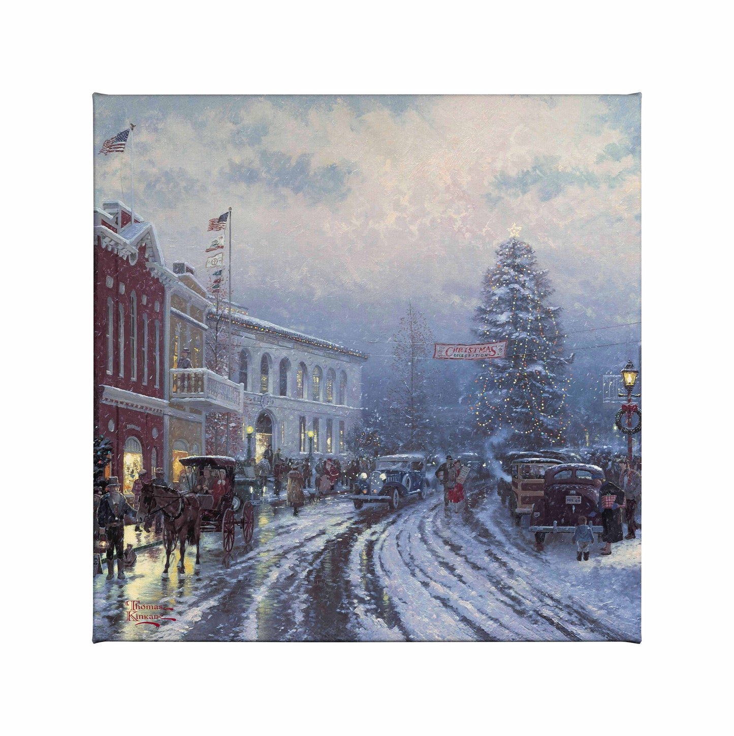 Christmas at the Courthouse - 14" x 14" Gallery Wrapped Canvas