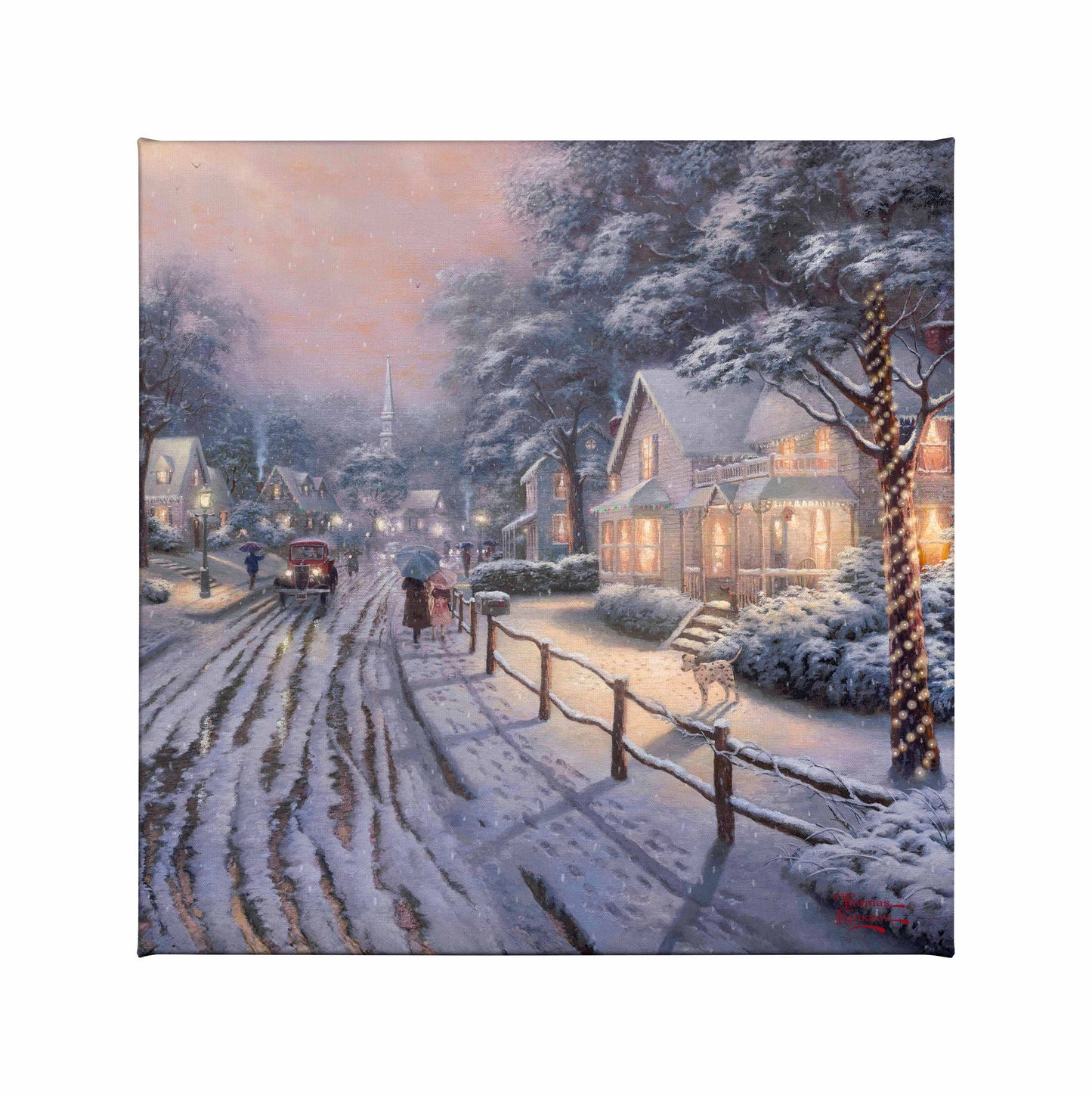 Hometown Christmas Memories - 14" x 14" Gallery Wrapped Canvas