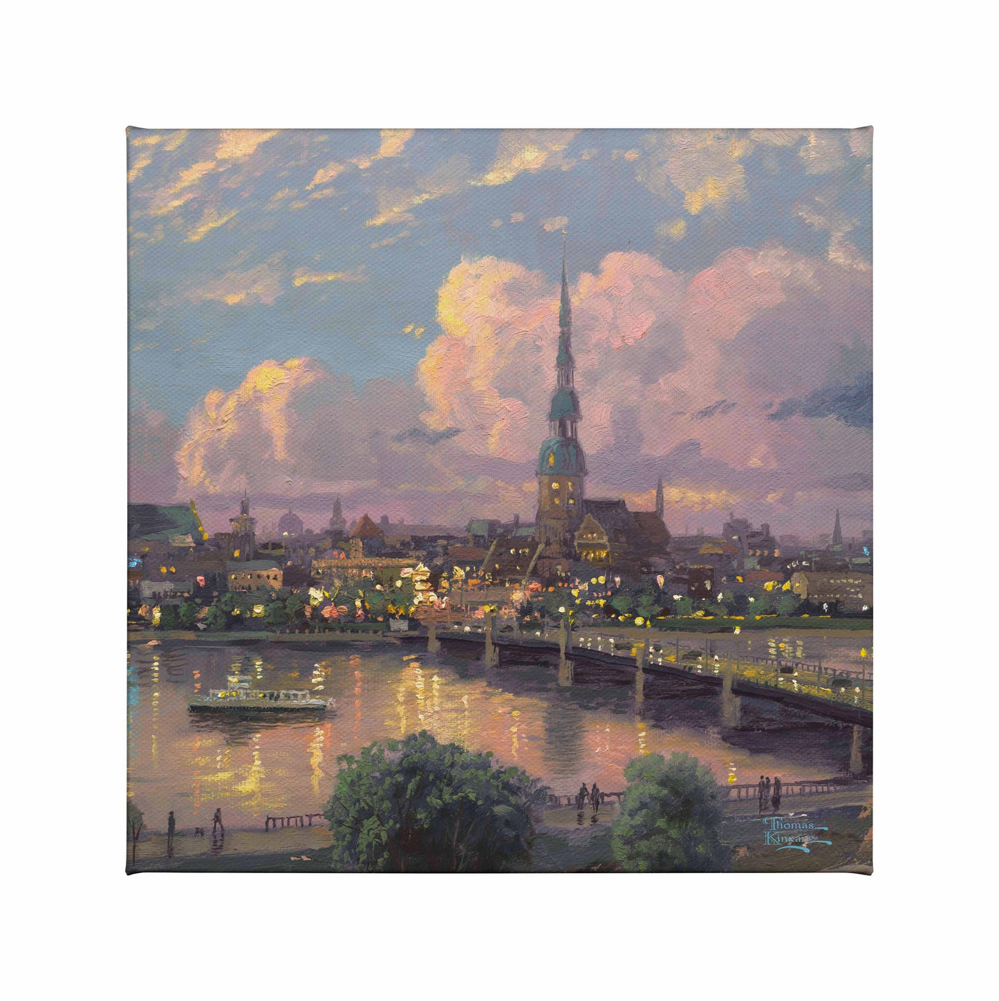 Sunset over Riga, Latvia - 14" x 14" Gallery Wrapped Canvas