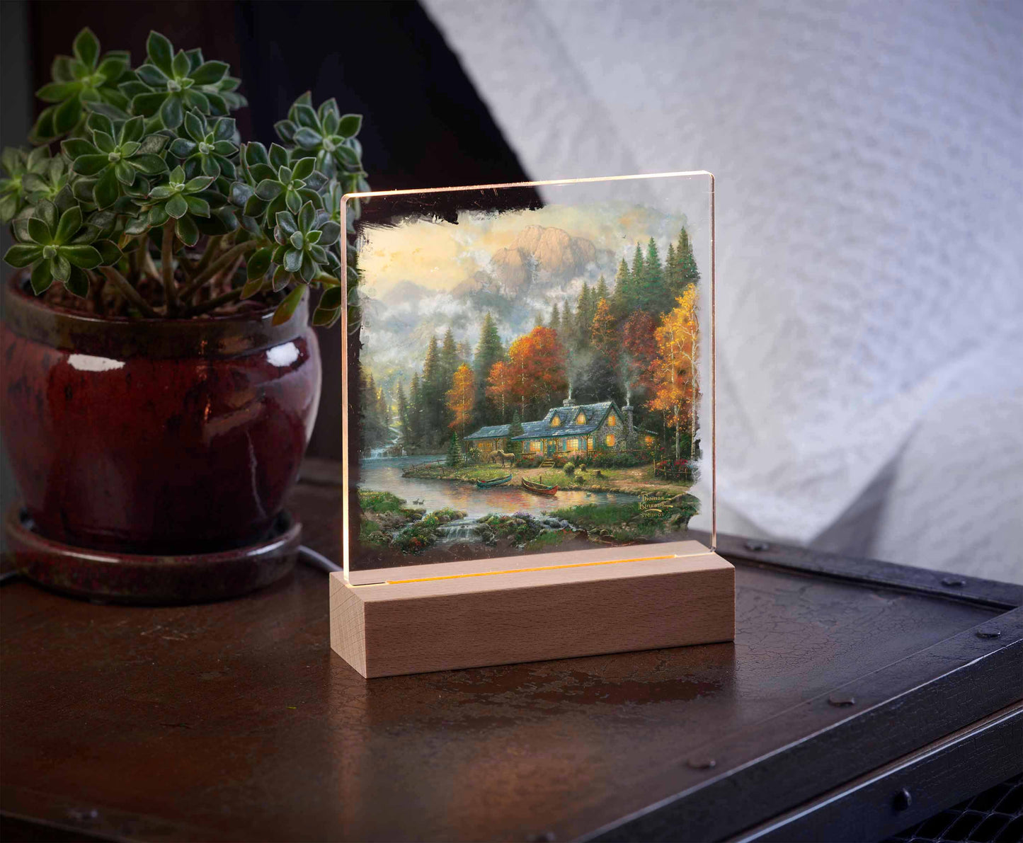 Evening at Autumn Lake - Acrylic Night Light