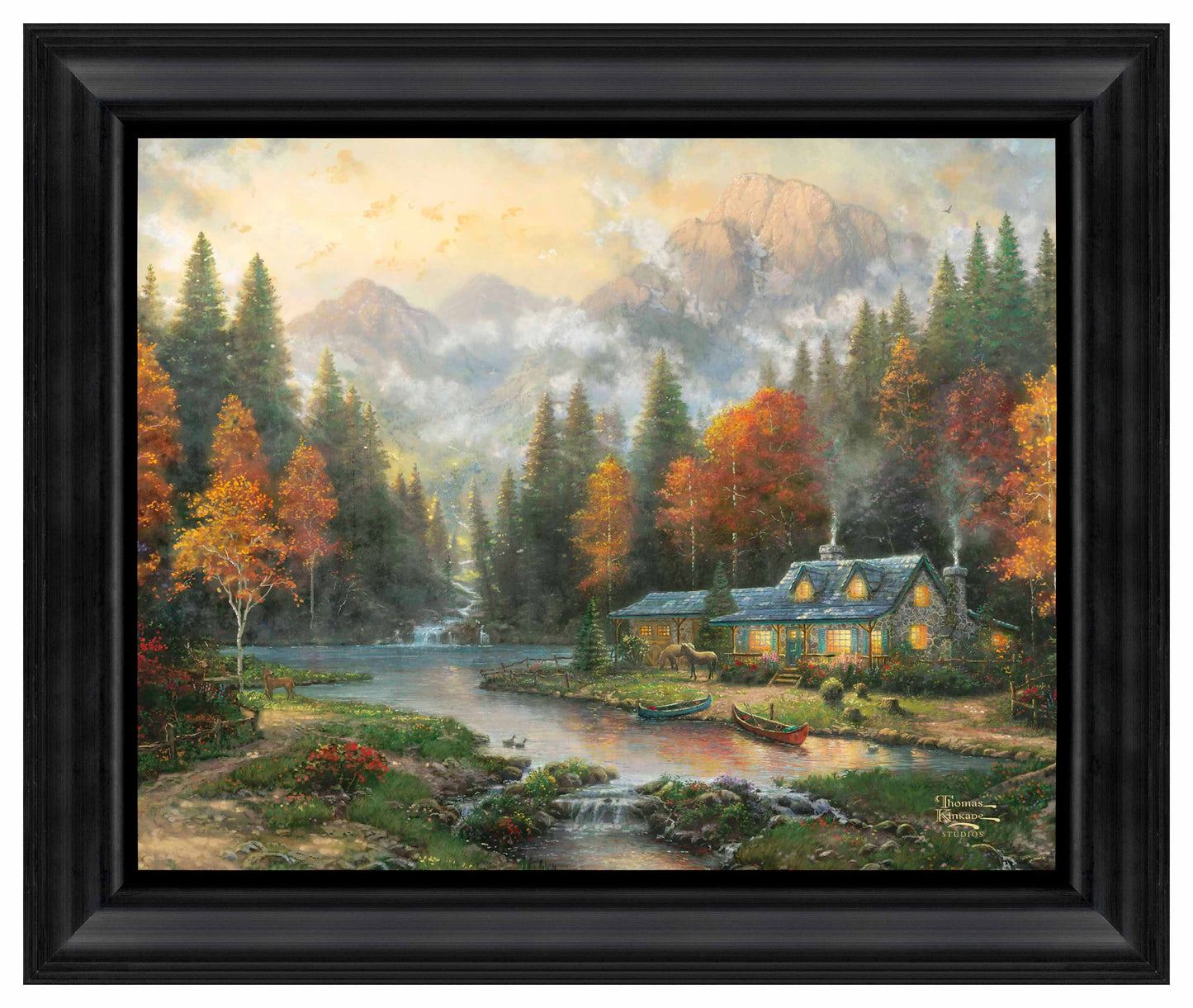 Evening at Autumn Lake - 16" x 20" Brushstroke Vignette