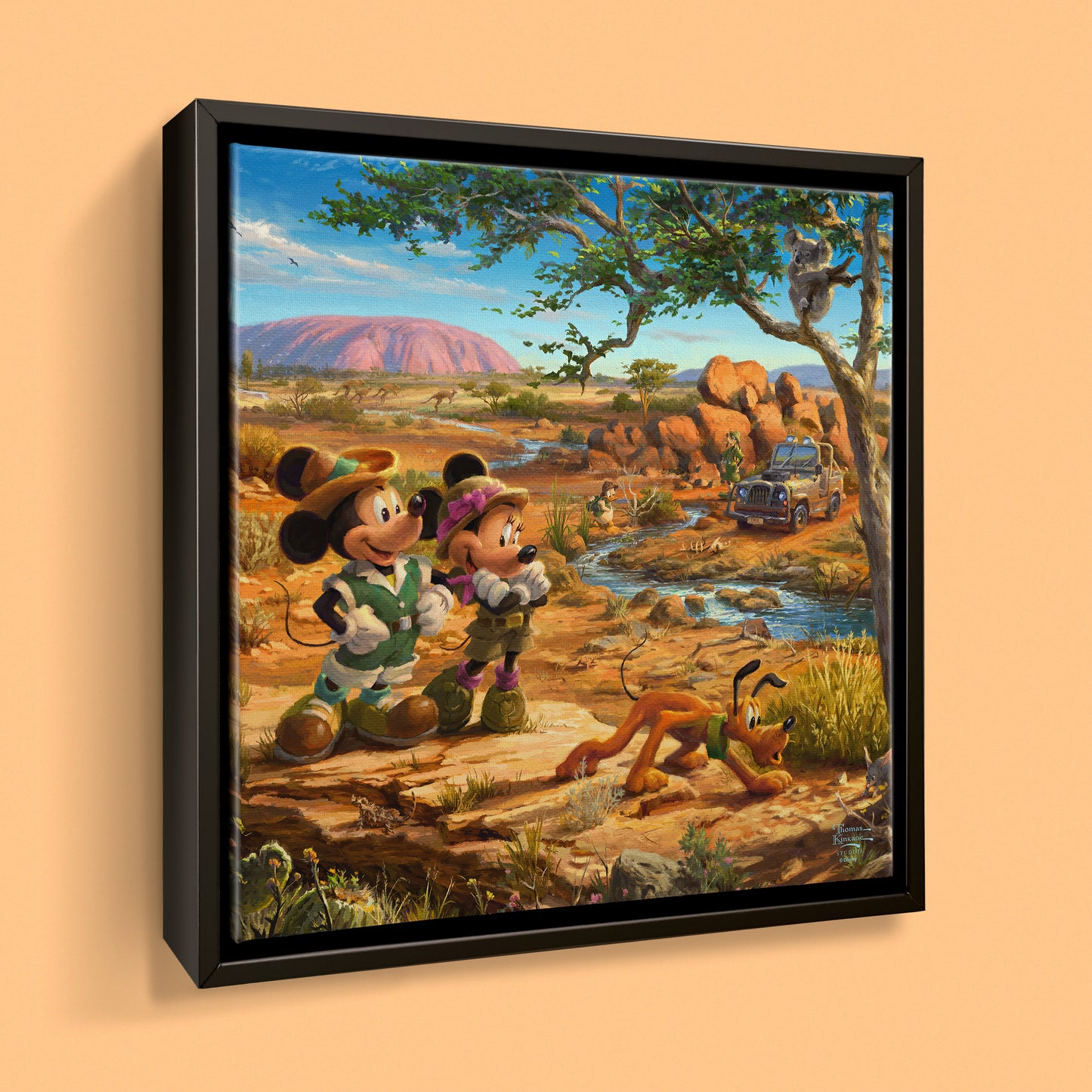 Disney Mickey and Minnie in the Outback - 14" x 14" Gallery Wrapped Canvas (Onyx Black Frame)