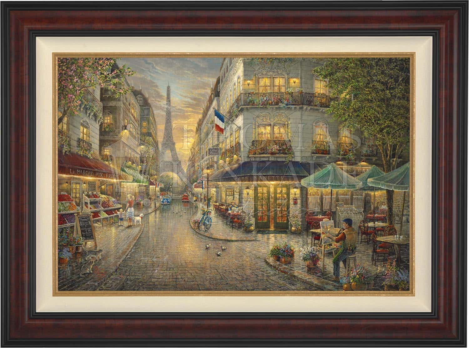 マリオ・パッソーニ作 「Café De Paris」(油絵) Mario Passoni (Italy) 