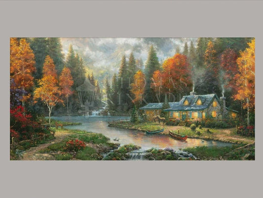 Evening at Autumn Lake - 12" x 24" Framed Print