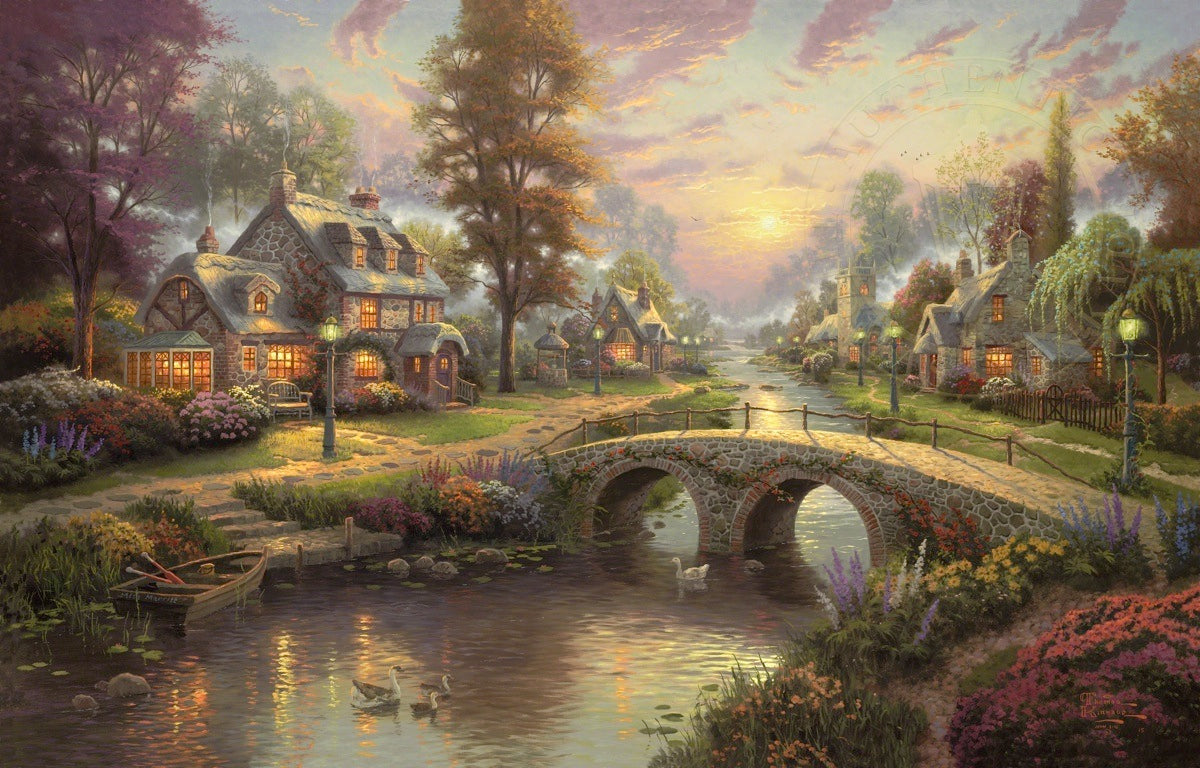 Sunset on Lamplight Lane – Thomas Kinkade Studios