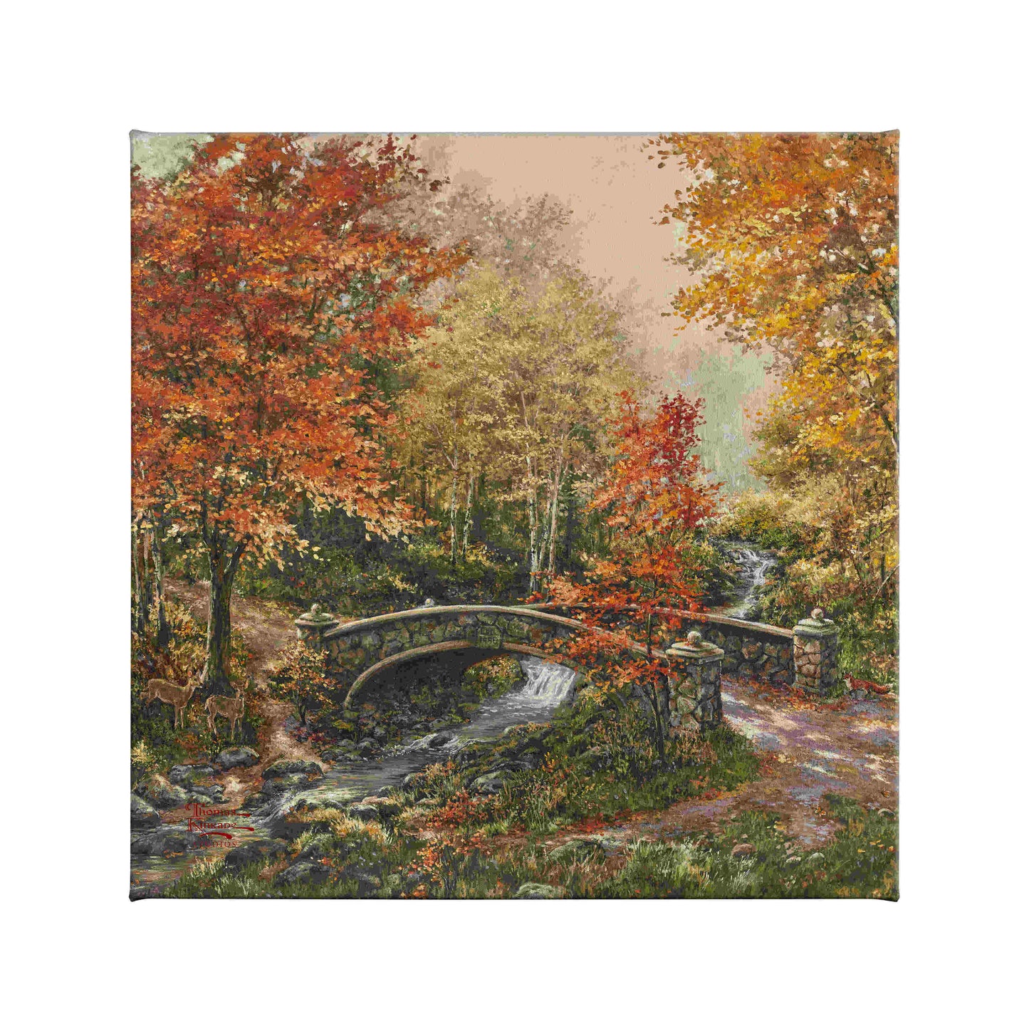 Fall at Fox Creek Bridge - 14" x 14" Gallery Wrapped Canvas