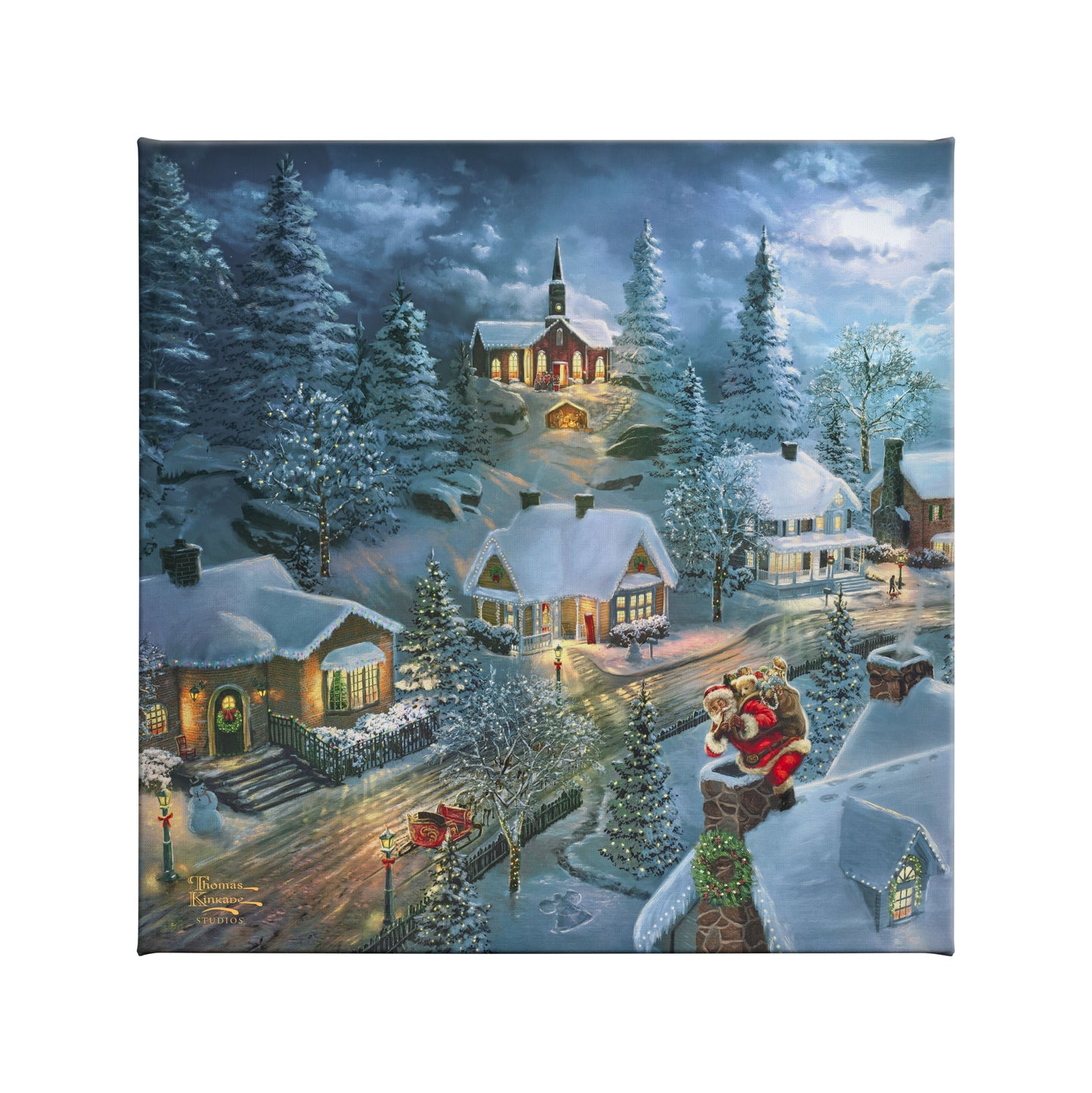 Santa's Silent Night - 14" x 14" Gallery Wrapped Canvas
