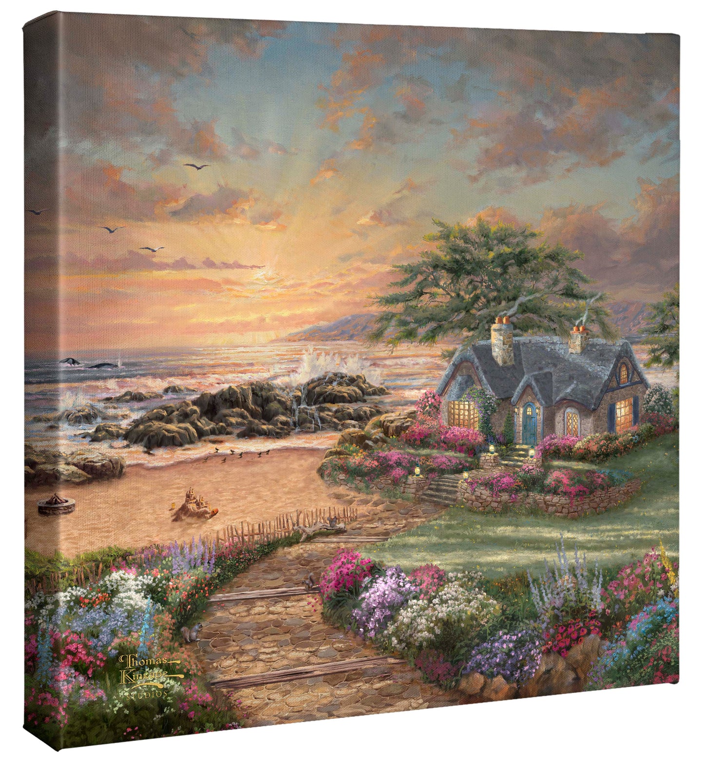Seaside Cottage - 14" x 14" Gallery Wrapped Canvas