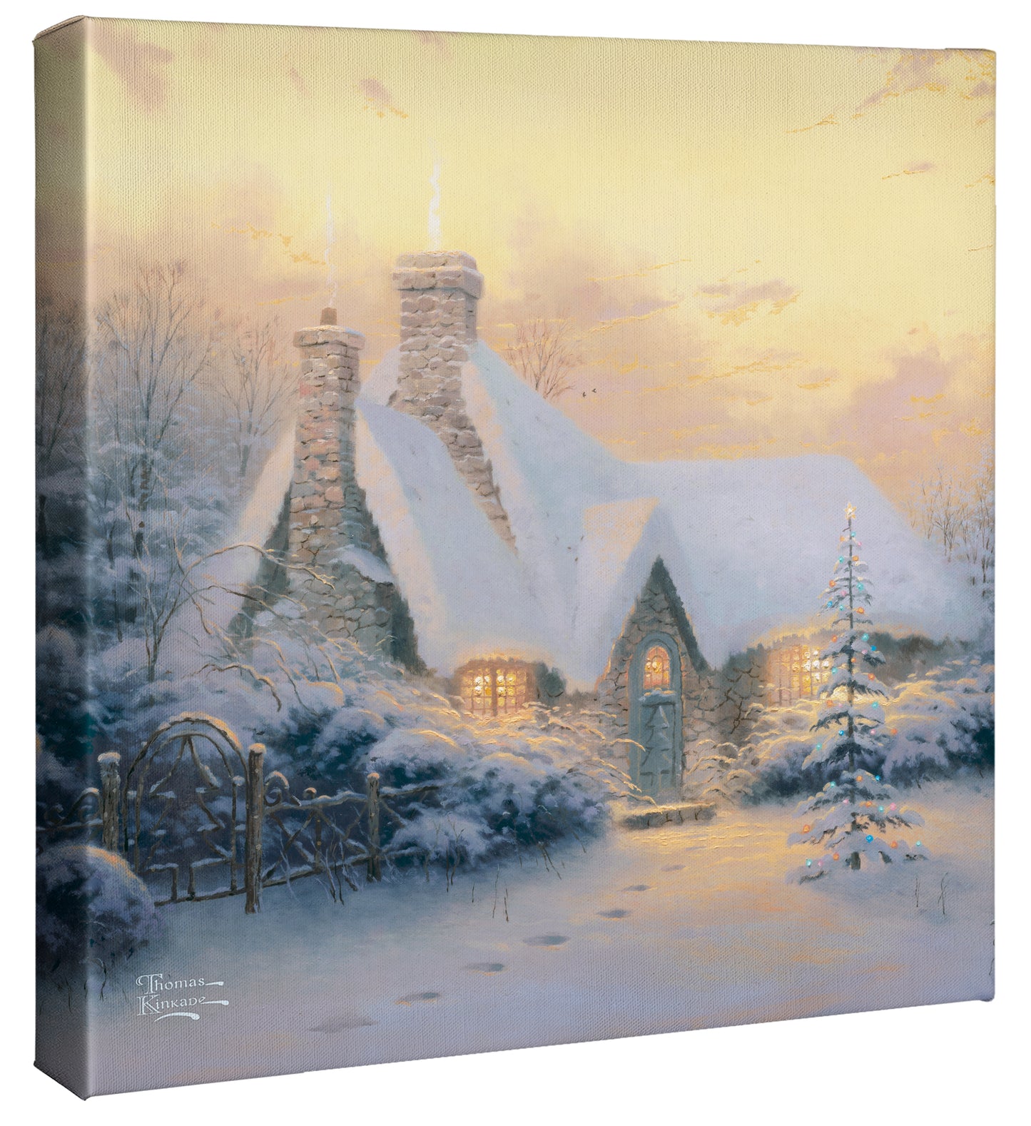 Christmas Tree Cottage - 14" x 14" Gallery Wrapped Canvas
