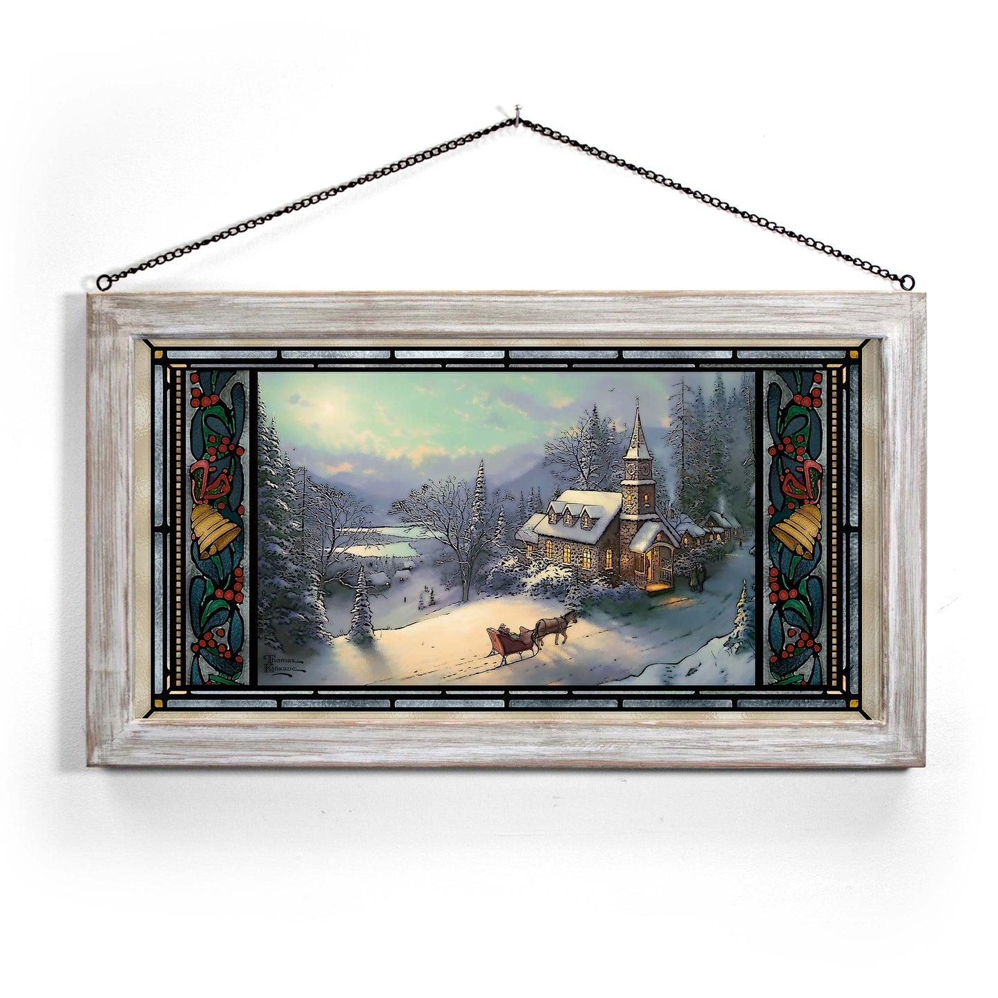 Sunday Evening Sleigh Ride - 13" x 23" Stained Glass Art