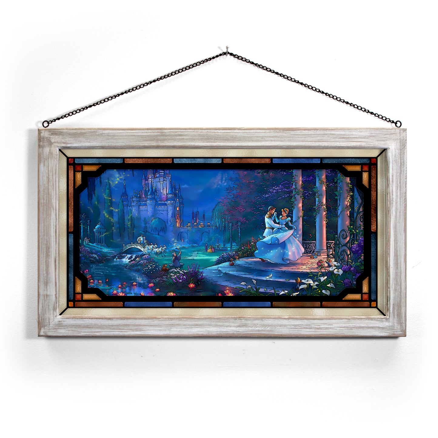 Disney Cinderella Dancing in the Starlight - 13" x 23" Stained Glass Art