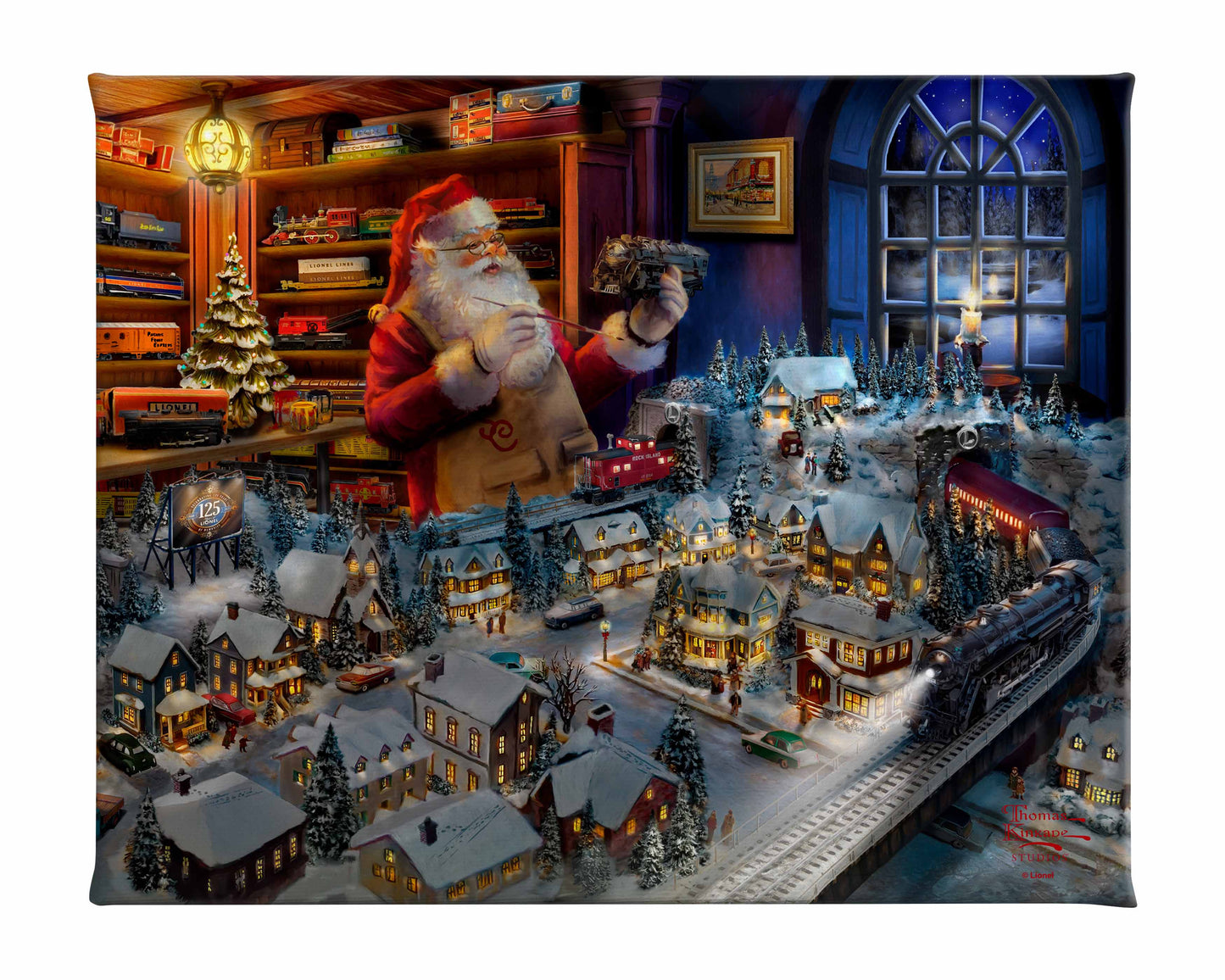 Santa's Final Touch, A Lionel Legacy - 8" x 10" Gallery Wrap Canvas