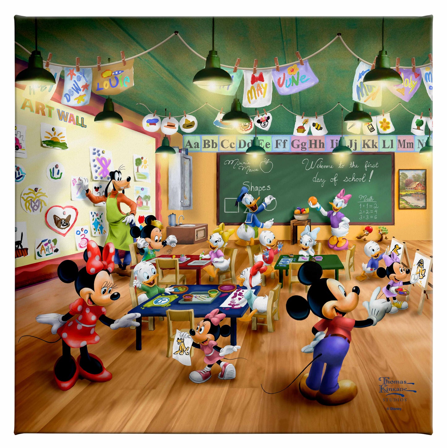 Disney Mickey and Minnie Schoolhouse 14" x 14" - Gallery Wrapped Canvas