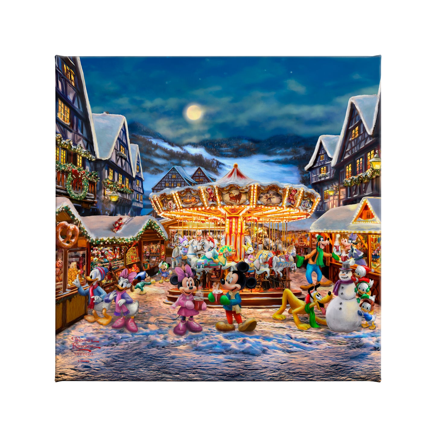 Disney Mickey and Minnie Christmas Market - 14" x 14" Gallery Wrapped Canvas
