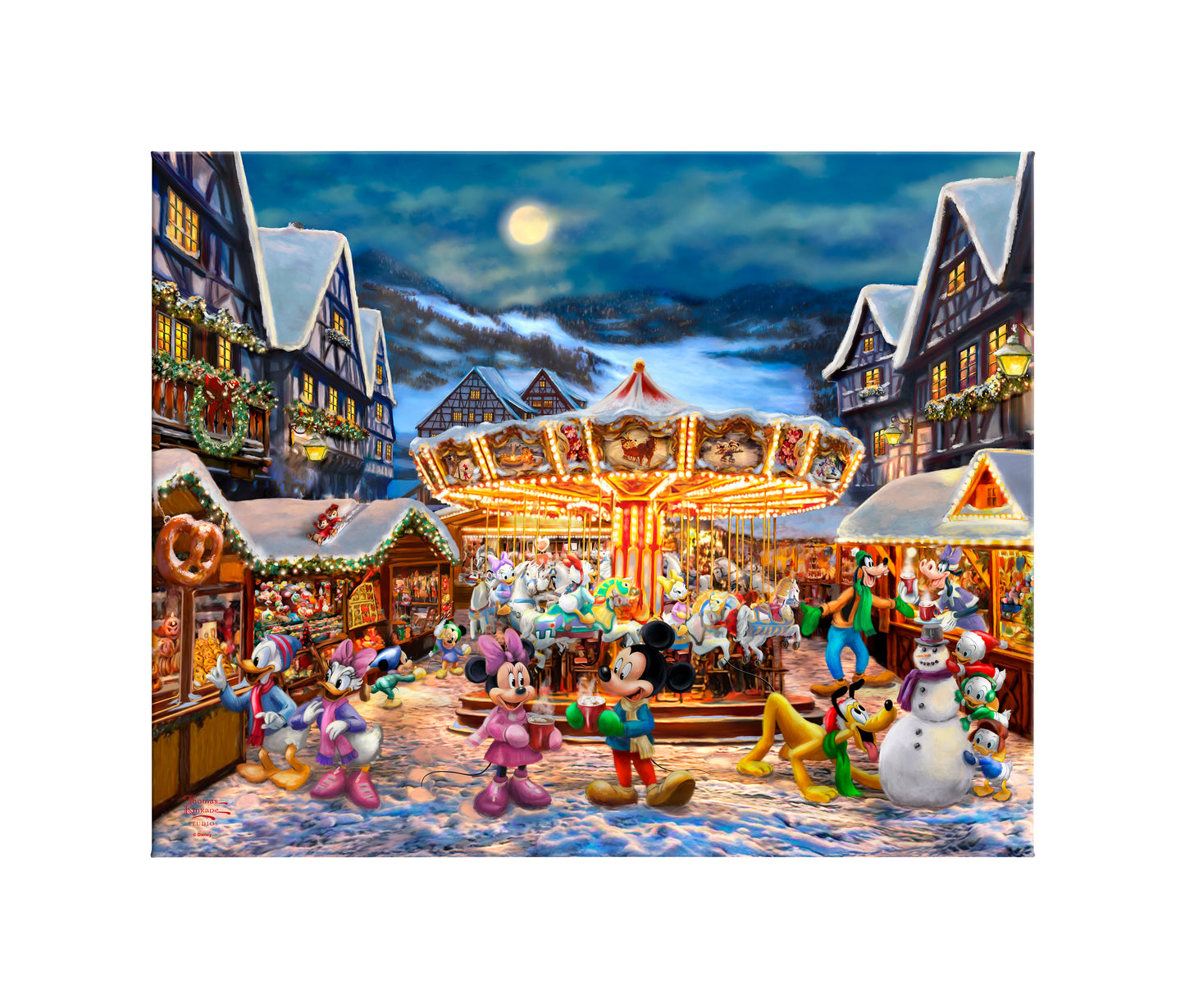 Disney Mickey and Minnie Christmas Market - 24" x 30" Gallery Wrapped Canvas