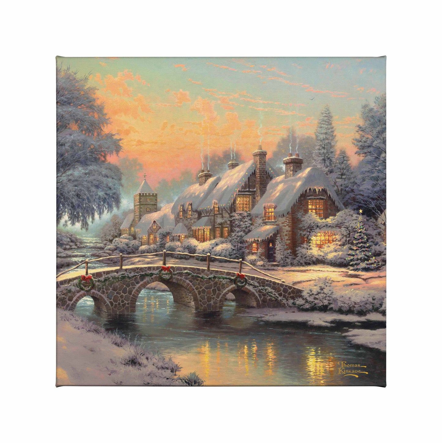 Cobblestone Christmas - 14" x 14" Gallery Wrapped Canvas