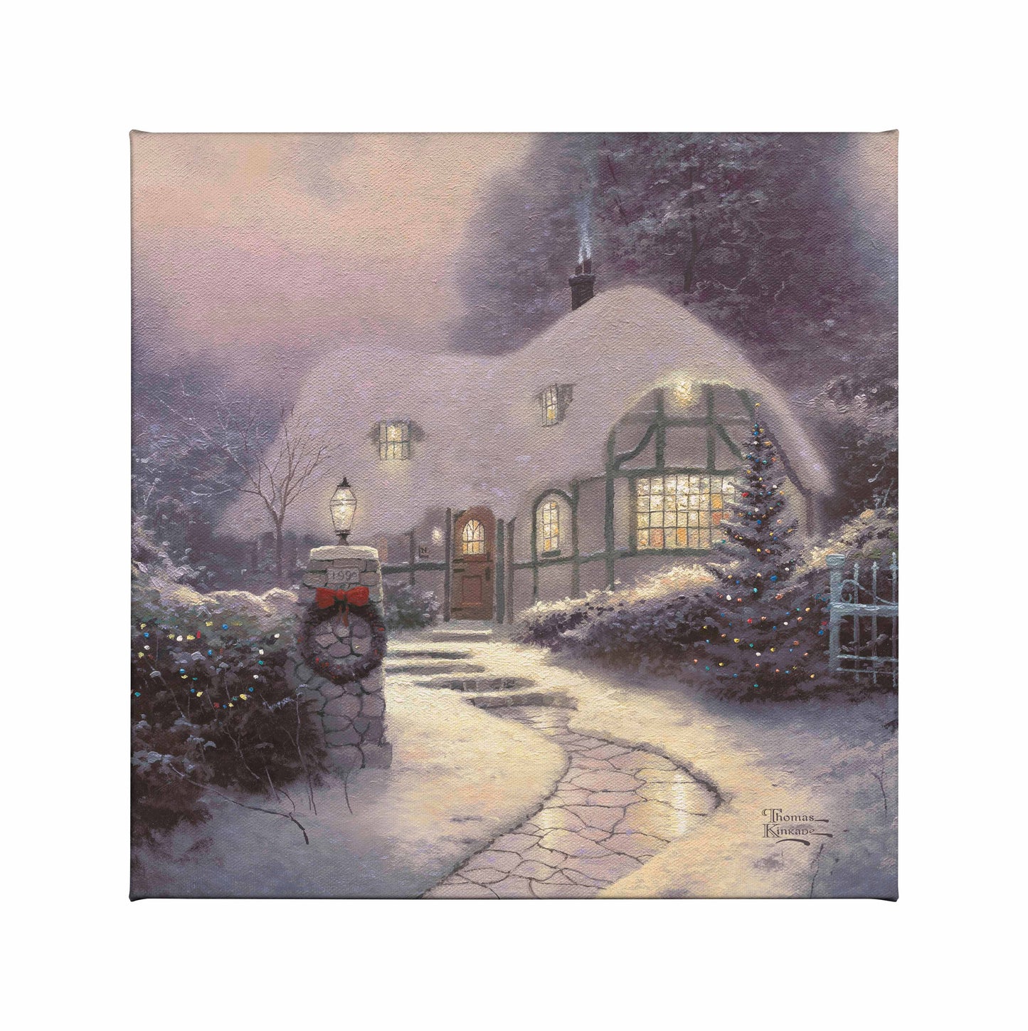 Christmas Cottage - 14" x 14" Gallery Wrapped Canvas