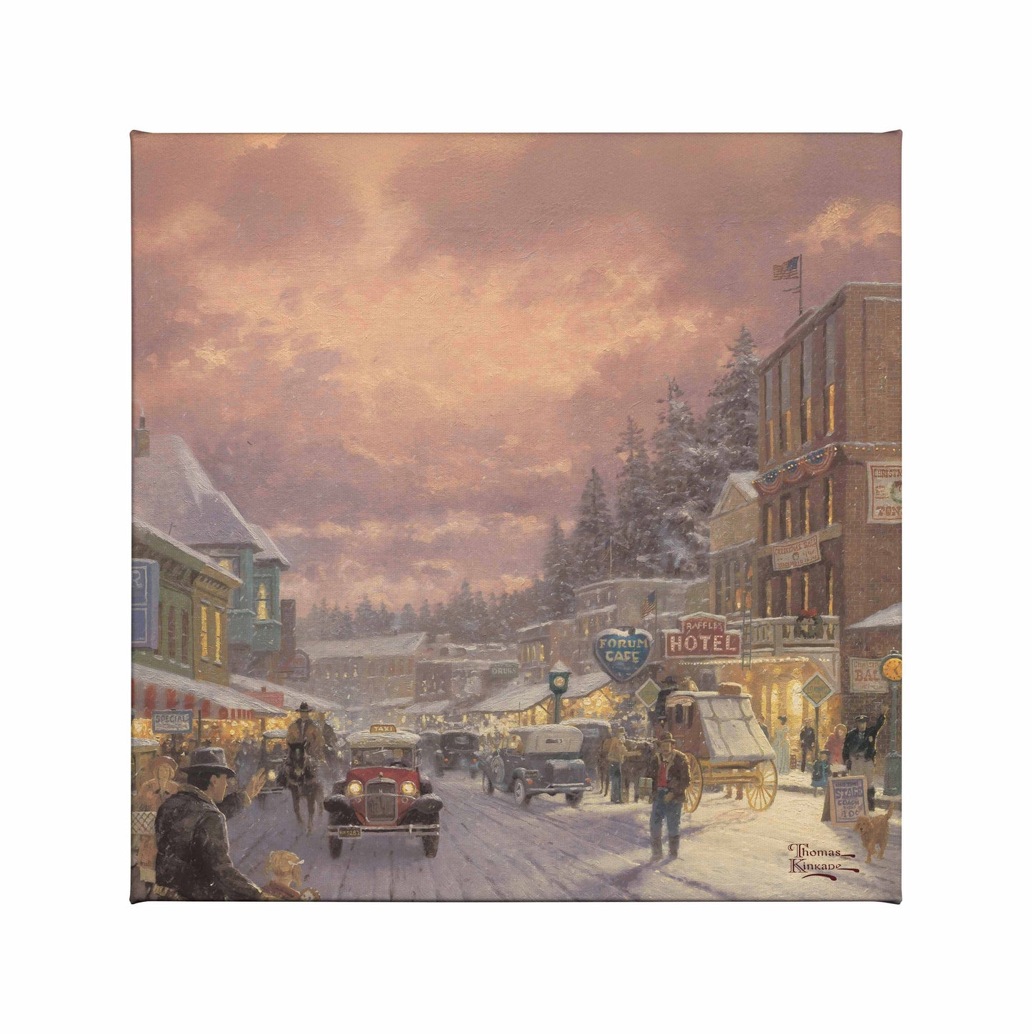 Christmas on Main Street - 14" x 14" Gallery Wrapped Canvas