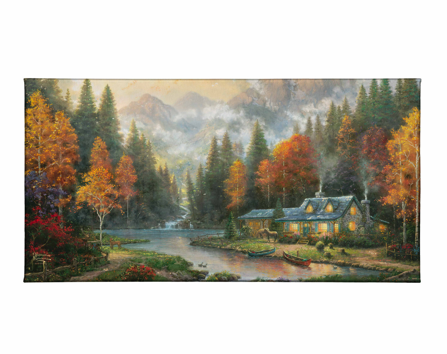 Evening at Autumn Lake - 16" x 31" Gallery Wrapped Canvas